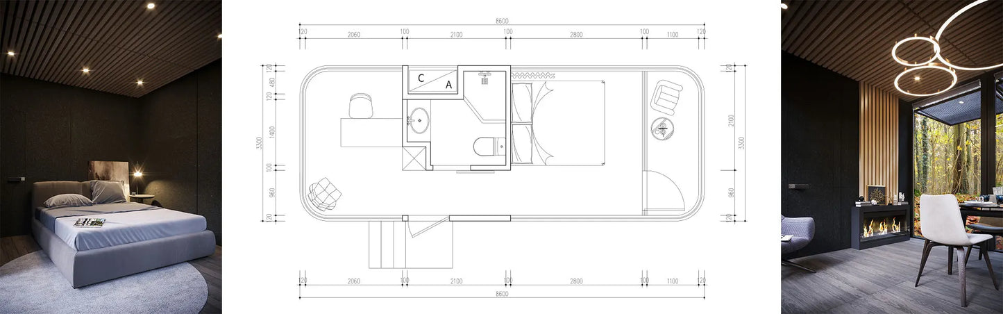 Ultimate Solution for Modern, Portable Living: Prefabricated Mobile Capsule House/Hotel, 30x10.5x10Ft, 315 Sqft. Withstands high