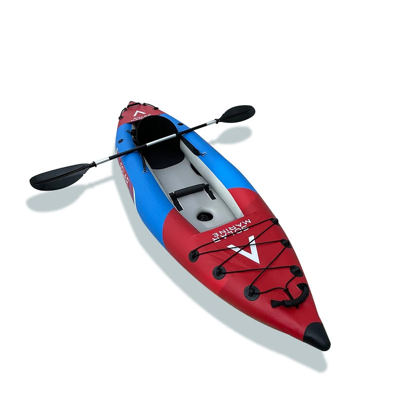 SOLARMARINE SM312 Inflatable White-Water Kayak 1 Person Fishing with High Pressure Floor and EVA Padded Seats with High Back Sup