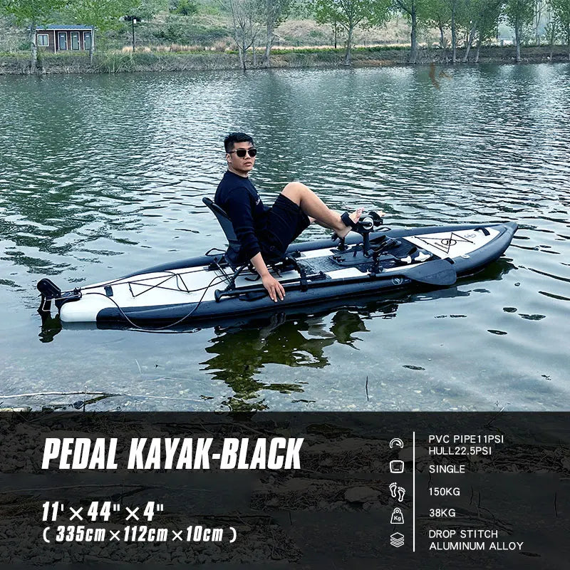 Inflatable PVC Kayak with Foot Pedal, Drifting, Adjustable Drifting, Tax Free, Home Delivery, Factory Price, 335*112*10cm