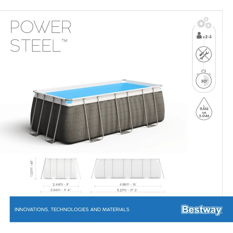 Metal Frame Swimming Pool Above Ground Power Steel 16'x8'x4'